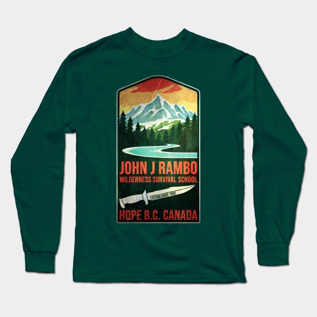 John J Rambo Wilderness Survival School Long Sleeve T-Shirt by INLE Designs